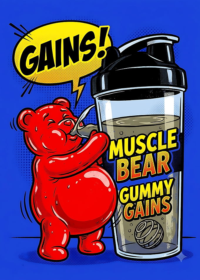 Muscle Bear Gummy Gains Pop Art