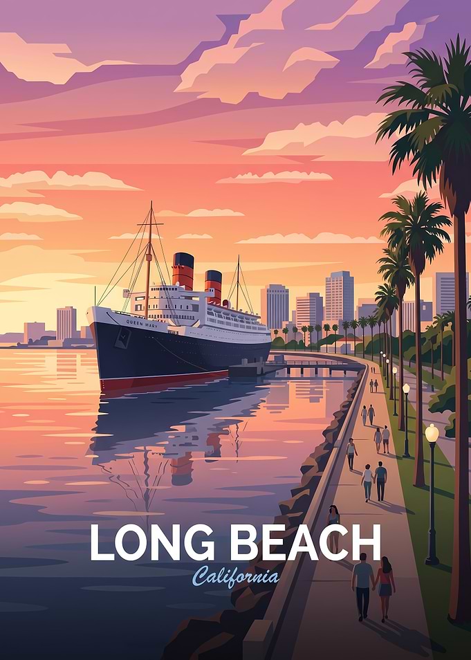 Long Beach California Travel Poster