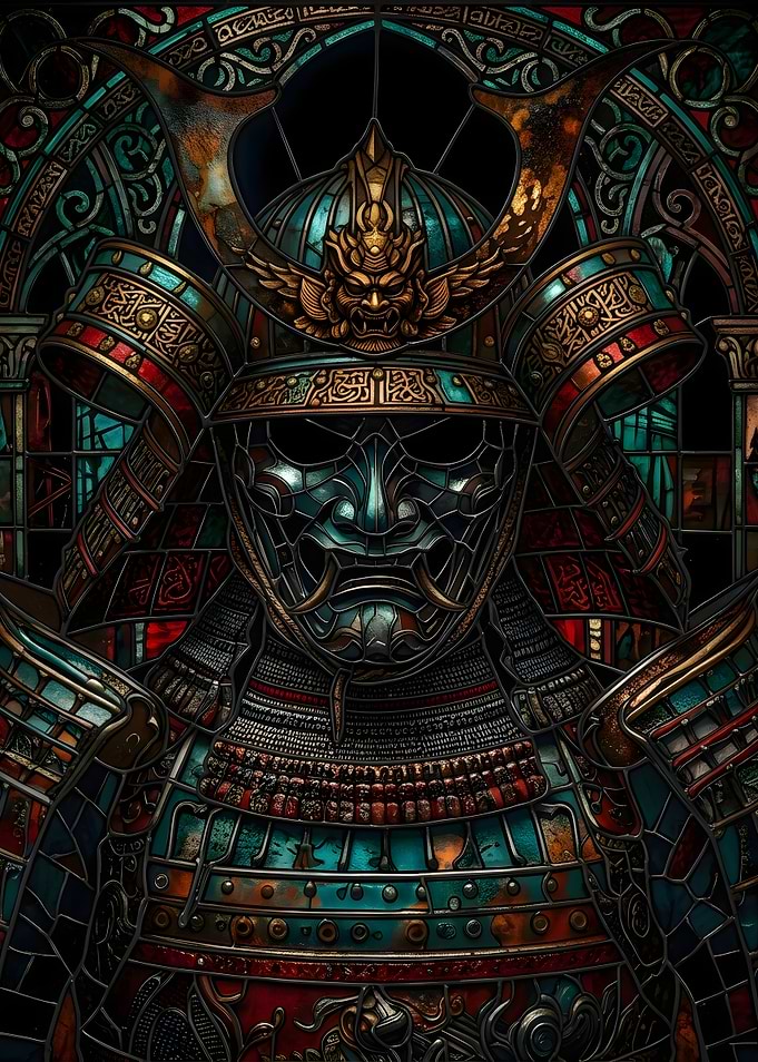 Stained Glass Samurai Armor Portrait