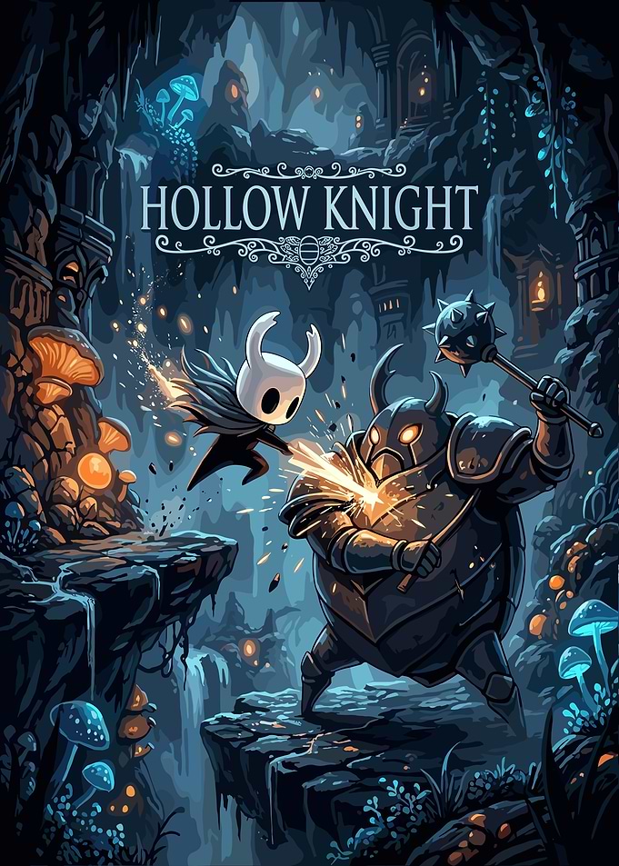 Hollow Knight Battle Scene Poster