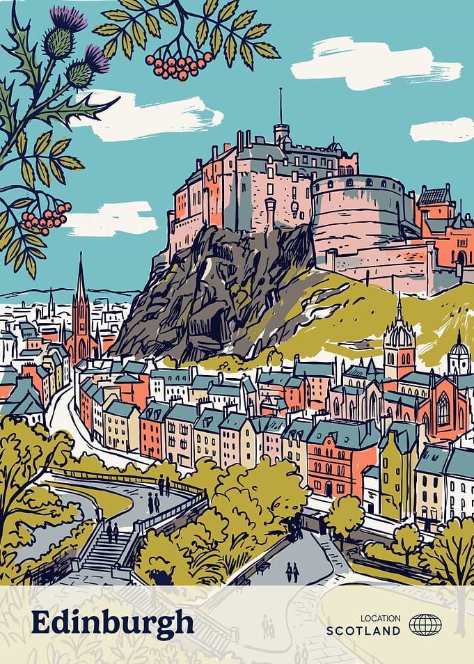 Vintage Style Edinburgh Travel Poster