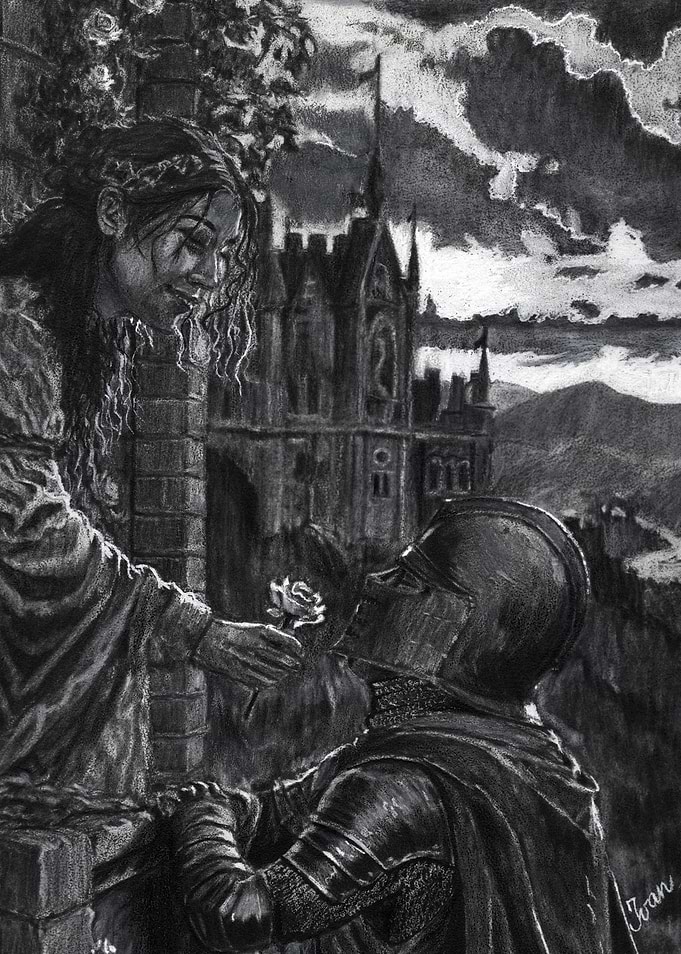 Knight Offering Rose to Lady