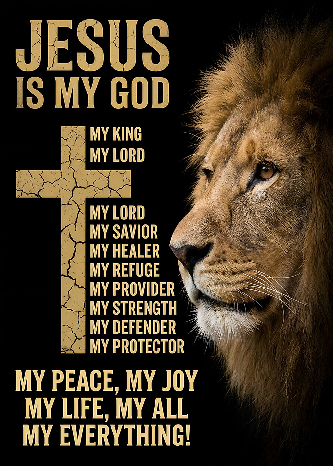 Jesus Is My God Lion with Cross Religion