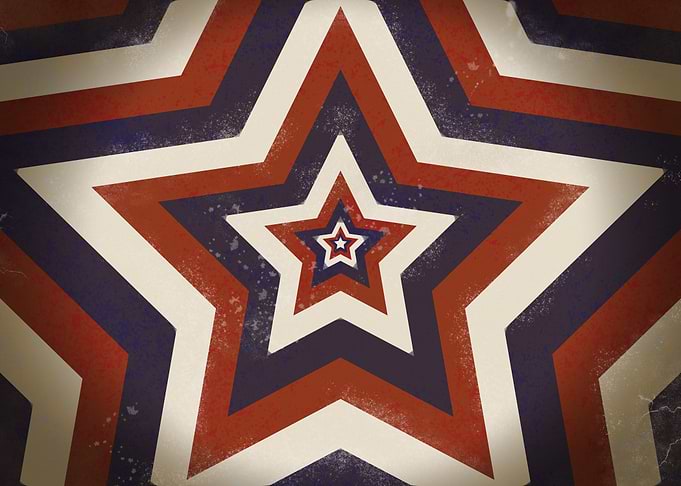 Vintage Patriotic Star Tunnel Pattern