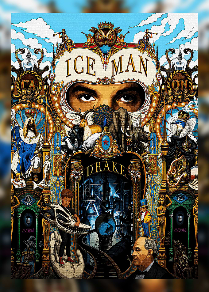 Drake Ice Man Surreal Art Poster