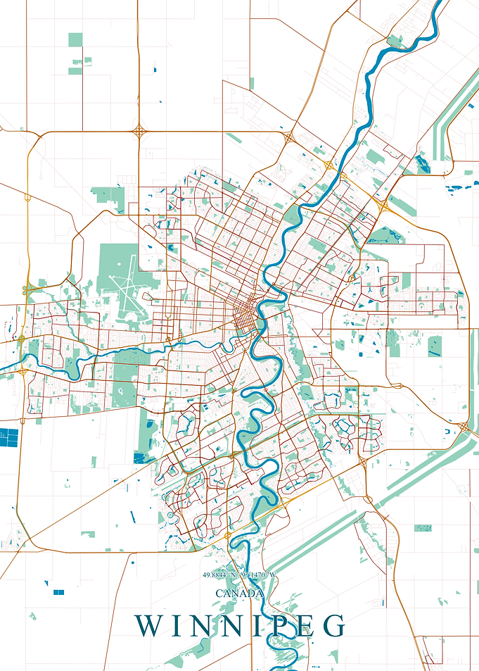 Winnipeg City Map Art Print