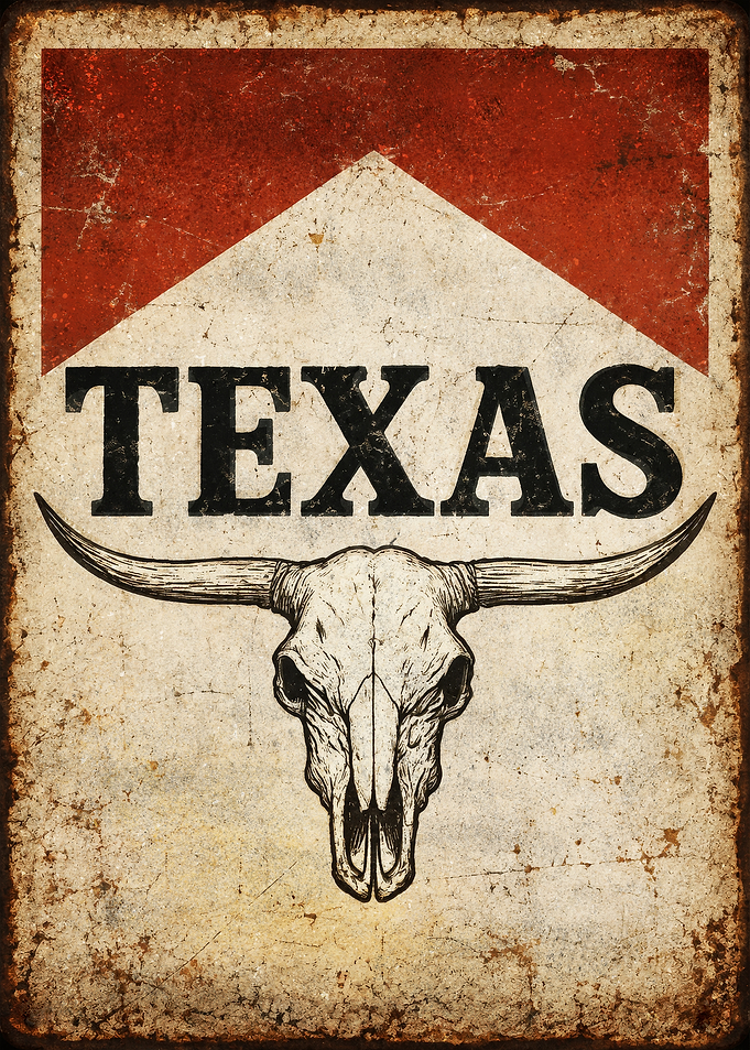 Vintage Texas Longhorn Skull Poster
