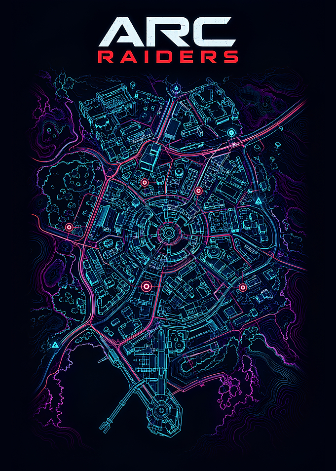 ARC Raiders Neon Map Poster