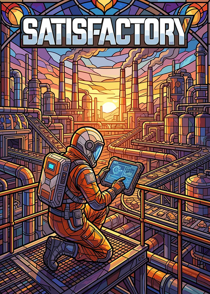 Satisfactory Game Stained Glass Poster