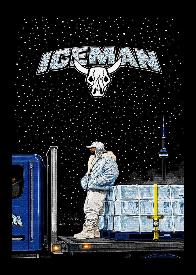 Drake Iceman Toronto Winter Illustration