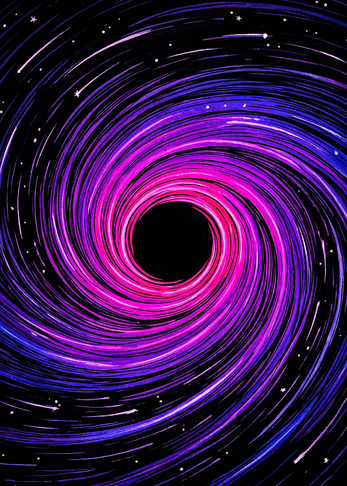 Vibrant Spiral Galaxy Black Hole