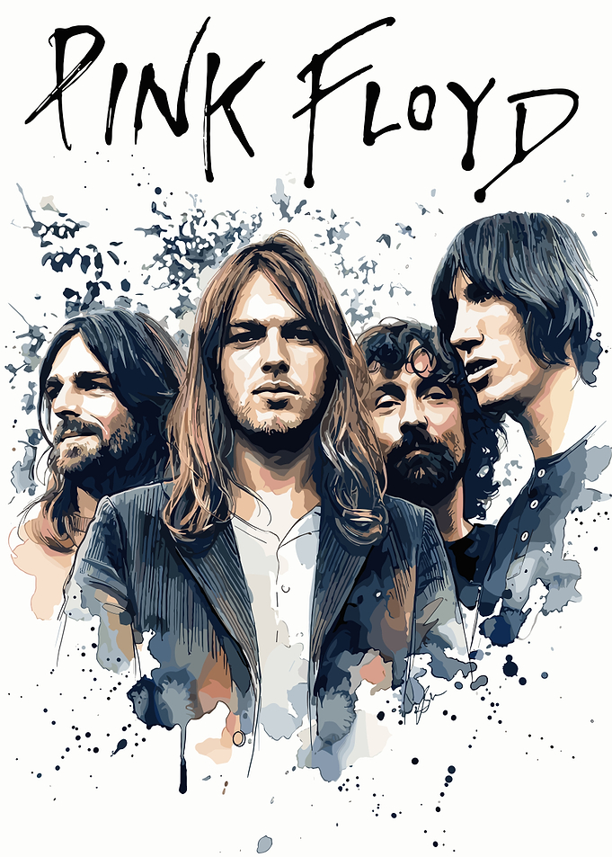 Pink Floyd Band Members Watercolor Portrait