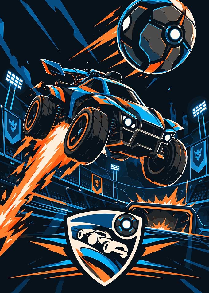 Rocket League Octane Car Action Poster