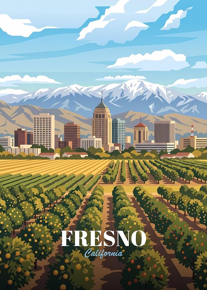 Fresno California Travel Poster