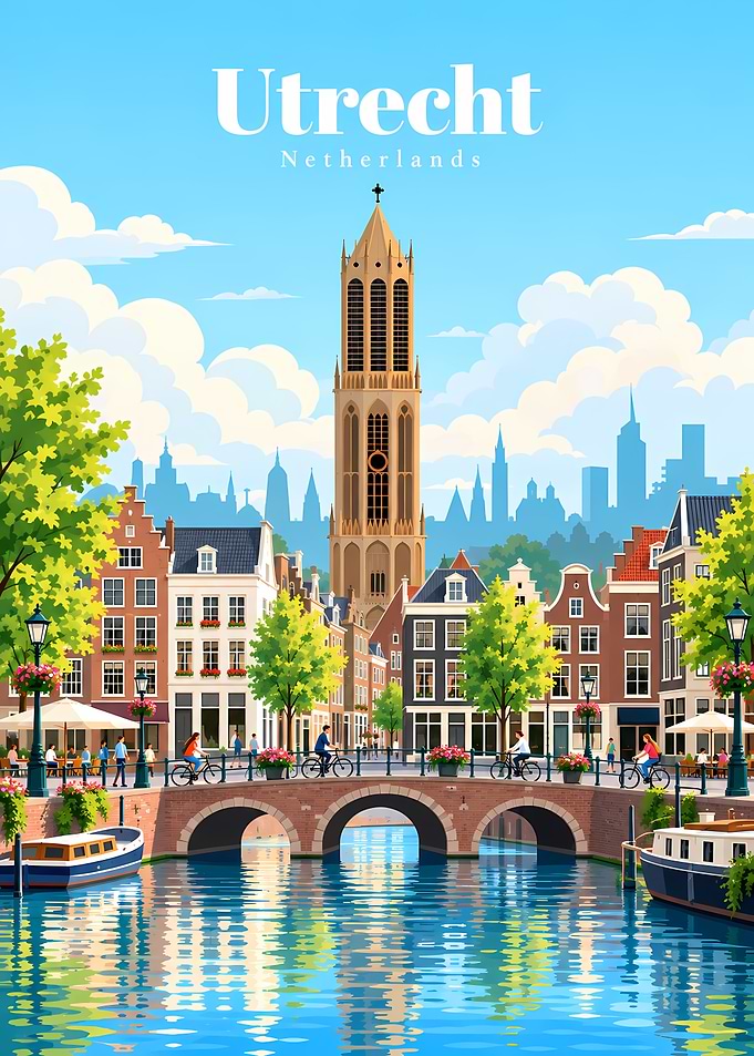 Utrecht Netherlands Travel Poster