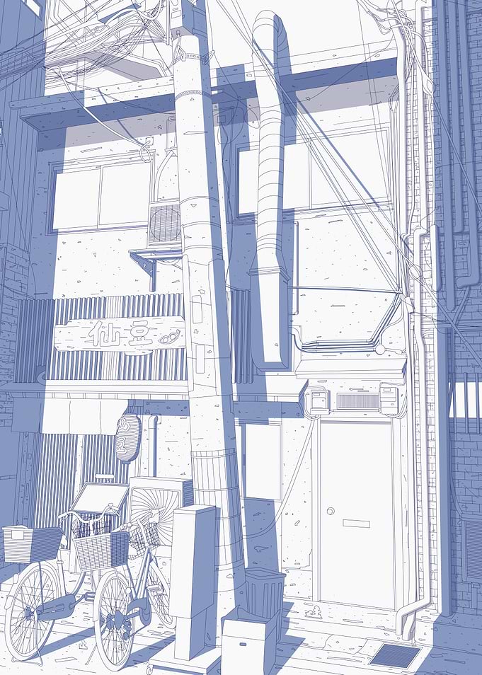 Anime Style Japanese Street Alleyway