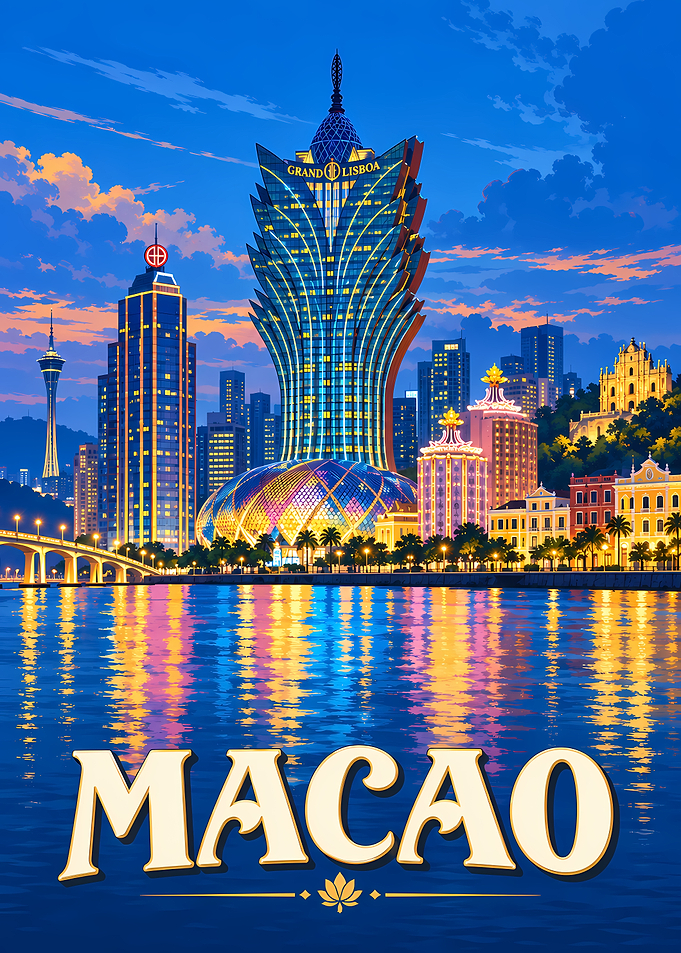 Macao Cityscape Travel Poster