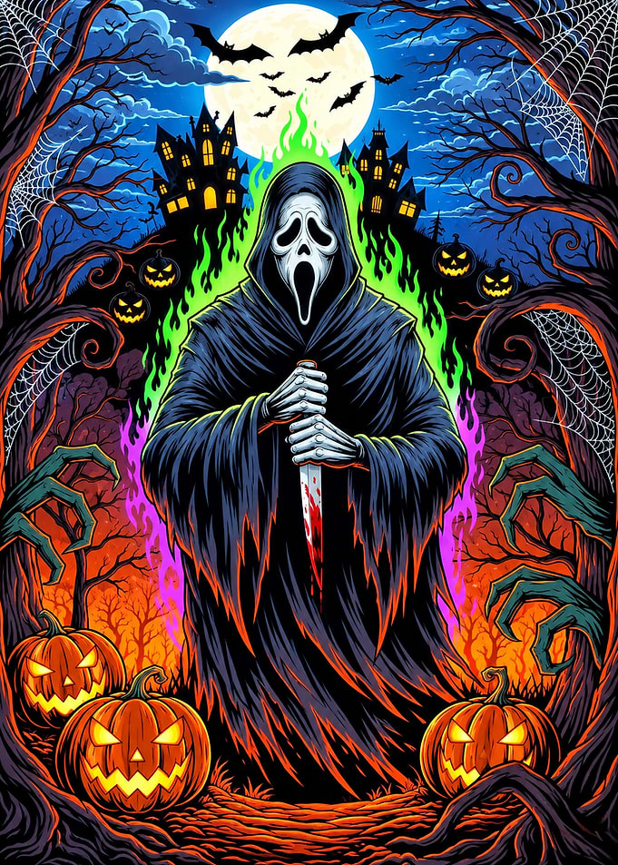 Ghostface Halloween Horror Illustration