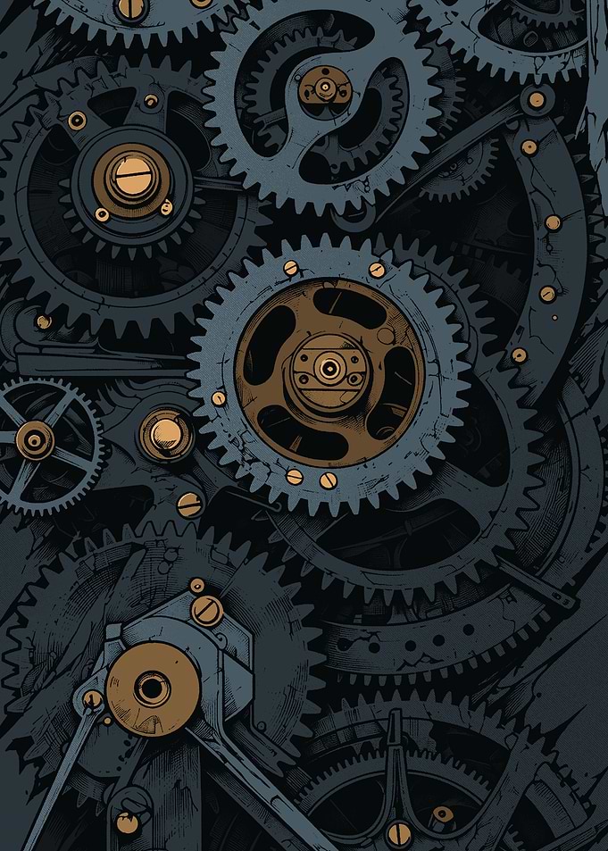 Intricate Steampunk Mechanical Gear Mechanism