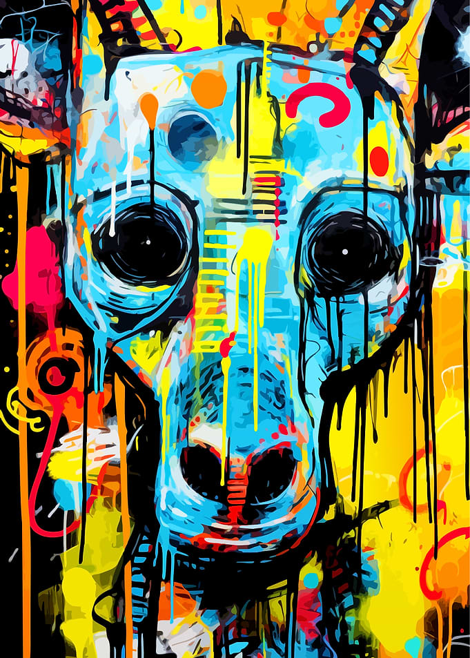 Abstract Graffiti Style Giraffe Portrait