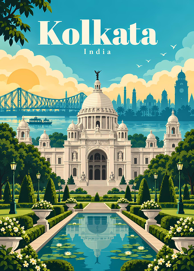 Vintage Travel Poster of Kolkata