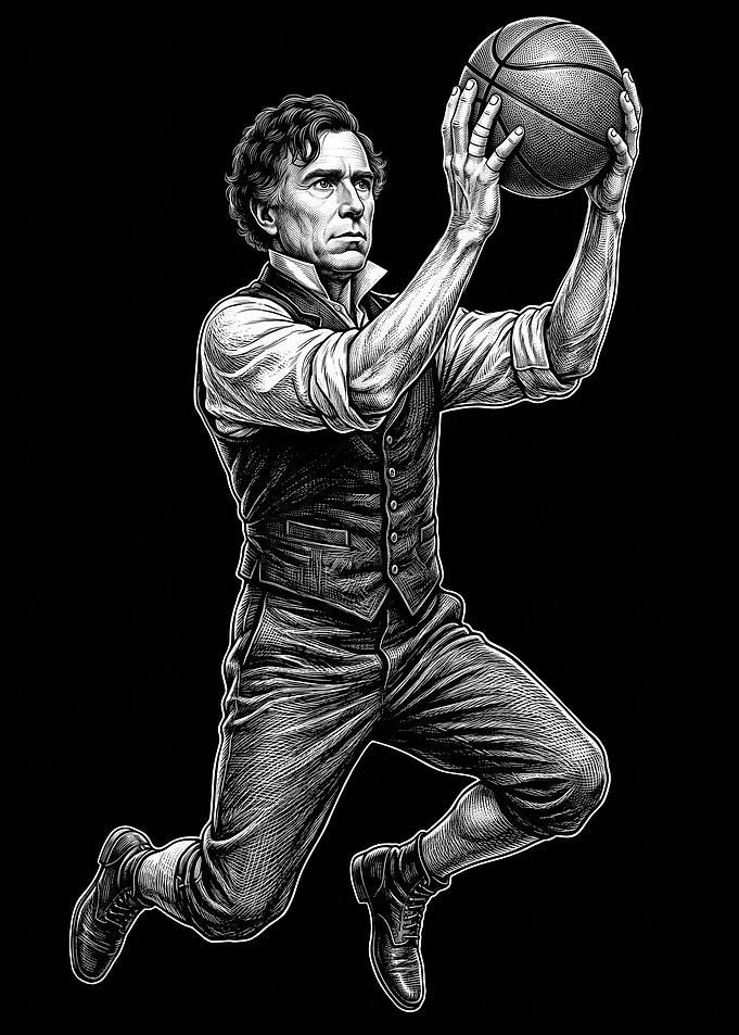 Franklin Pierce Basketball Player Illustration