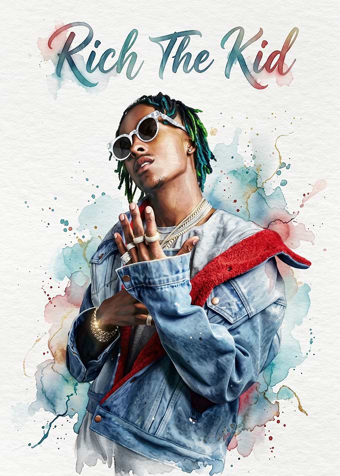 Rich The Kid Watercolor Portrait