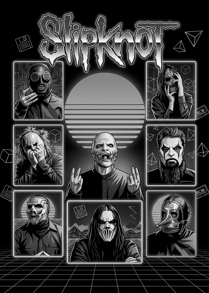 Slipknot Band Members Retro Style Poster