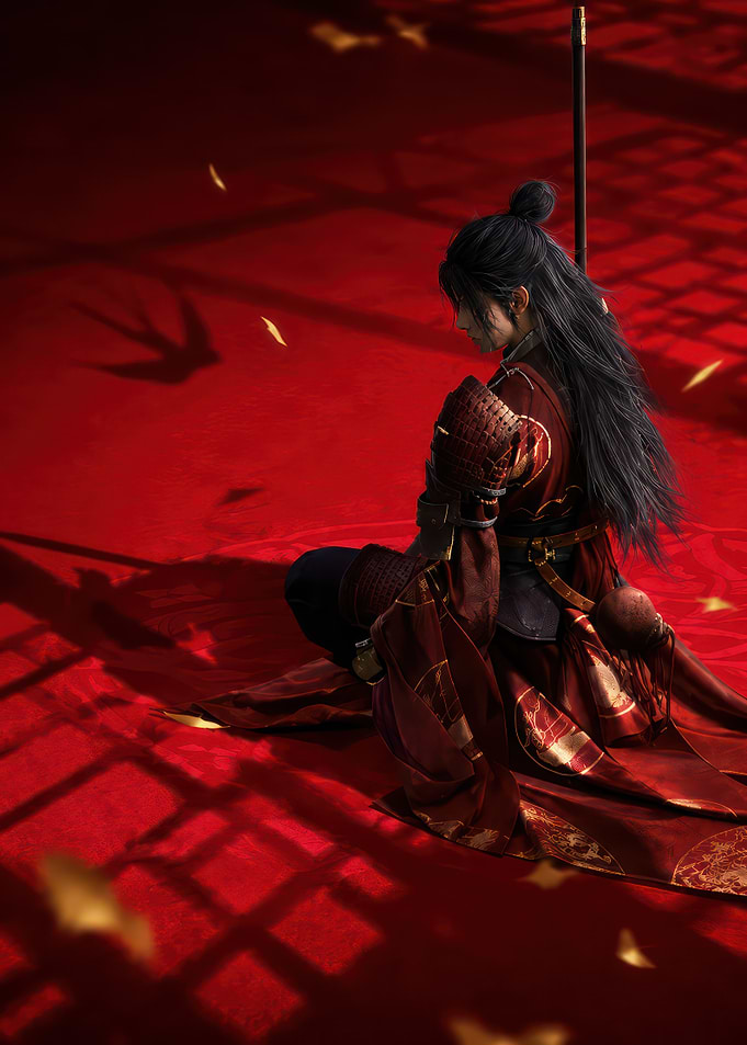 Warrior in Red Traditional Attire