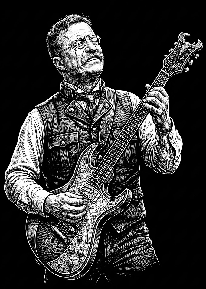 Theodore Roosevelt Playing Electric Guitar