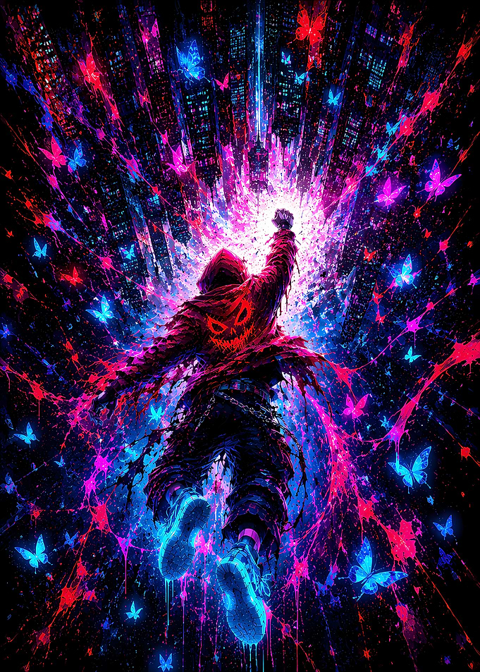 Neon Cyberpunk Hooded Figure