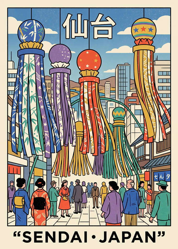 Sendai Tanabata Festival Travel Poster