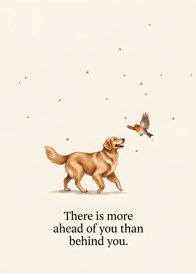 Golden Retriever and Robin Inspirational Art