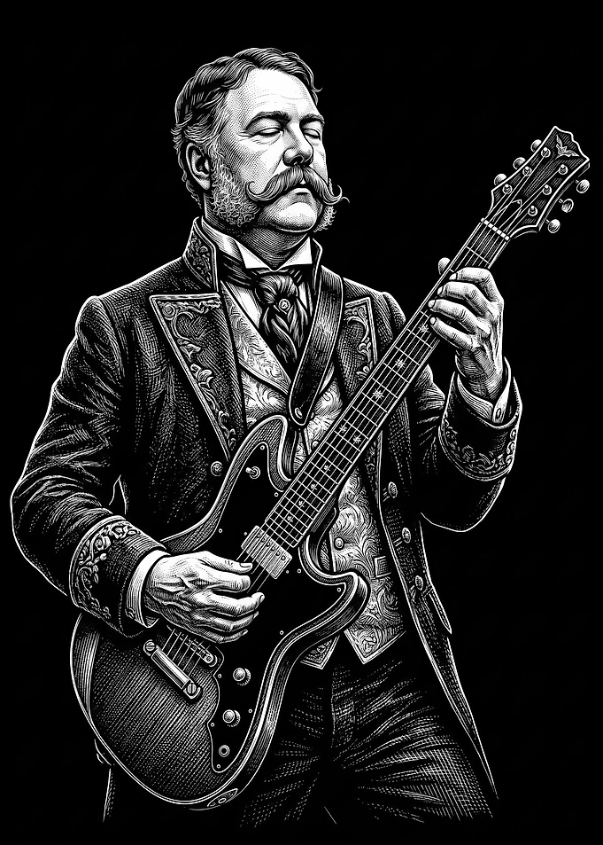 Chester A. Arthur Playing Electric Guitar