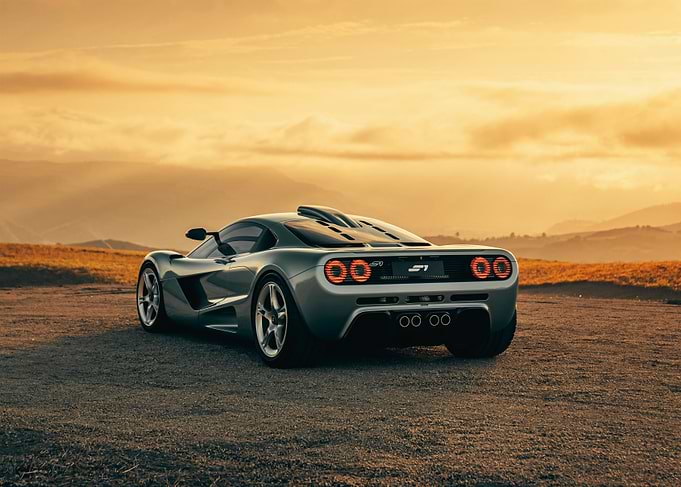 Silver Supercar at Golden Hour