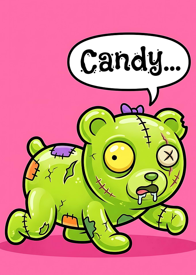 Zombie Teddy Bear Saying Candy