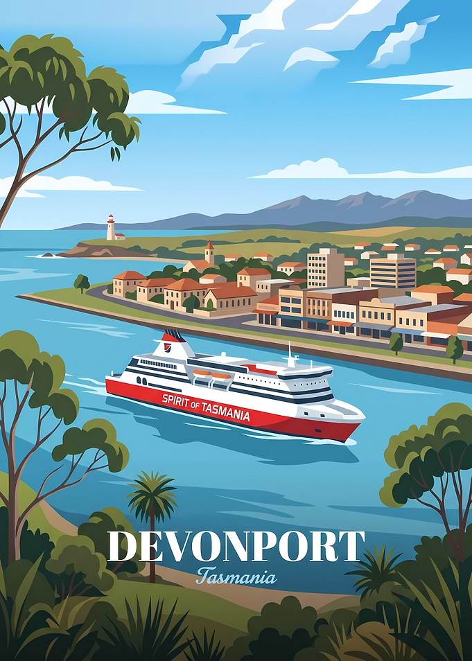 Spirit of Tasmania Ferry Travel Poster