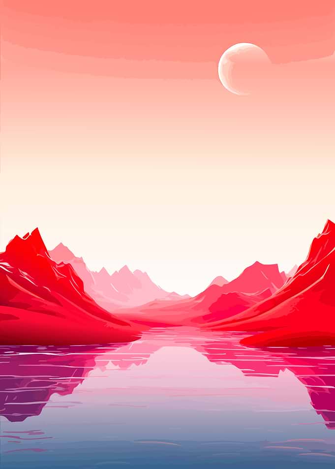 Surreal Red Mountain Landscape