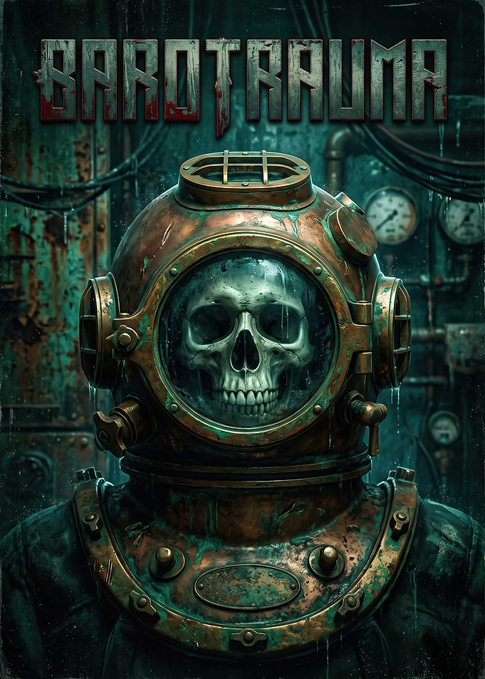 Barotrauma Game Poster with Skull Diver