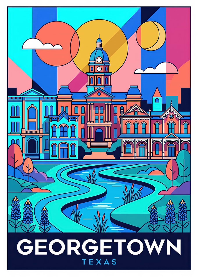 Georgetown Texas Travel Poster Art