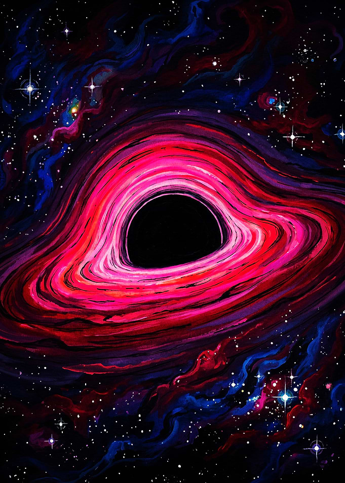 Vibrant Red and Blue Black Hole