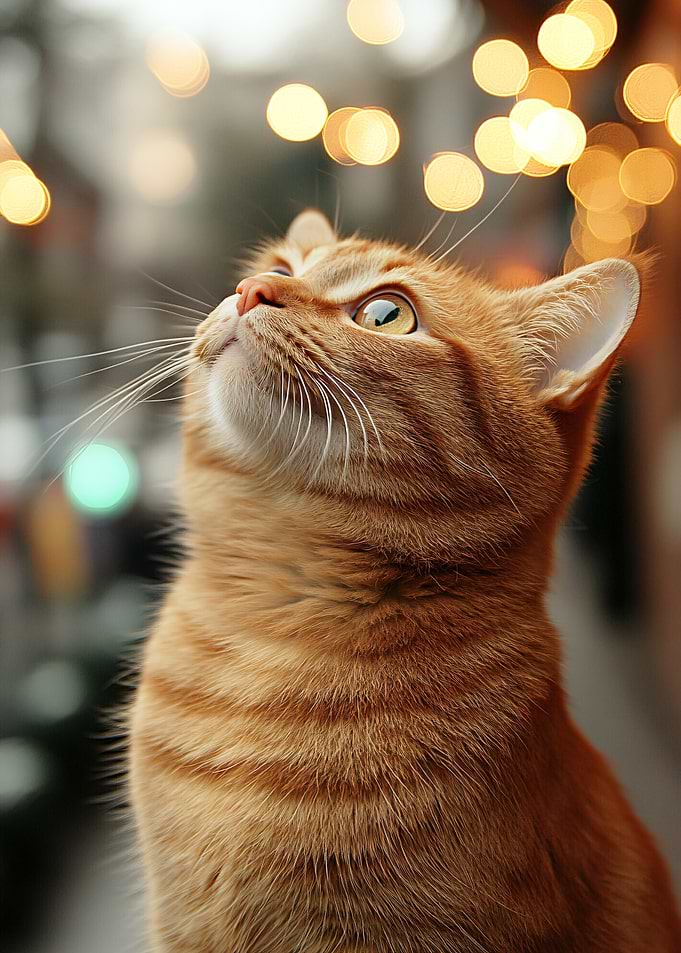 Ginger Tabby Cat Looking Up