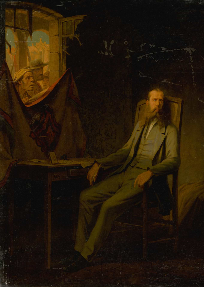 Man Seated in Darkened Room