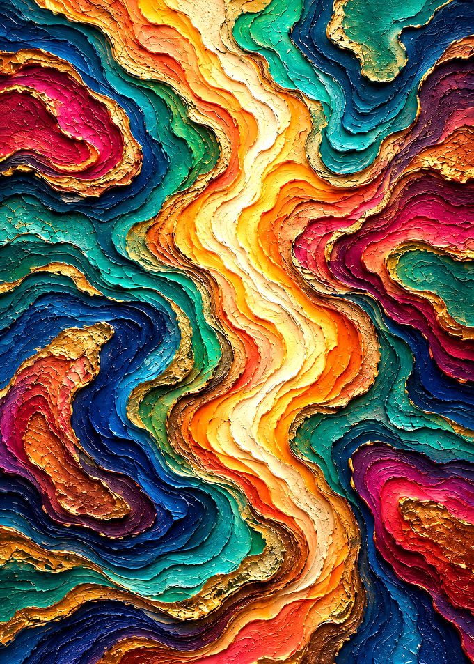 Vibrant Abstract Textured Wave Painting