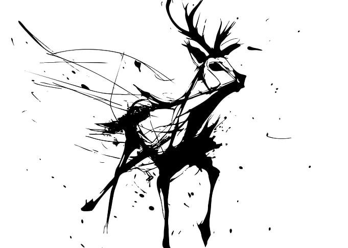 Abstract Ink Splatter Deer Illustration