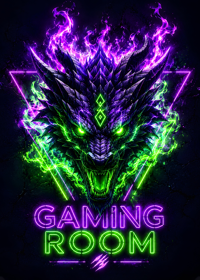 Neon Dragon Gaming Room Sign