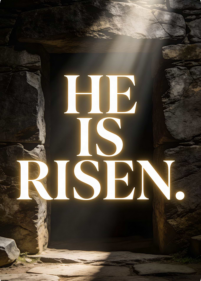 He Is Risen Easter Tomb Graphic