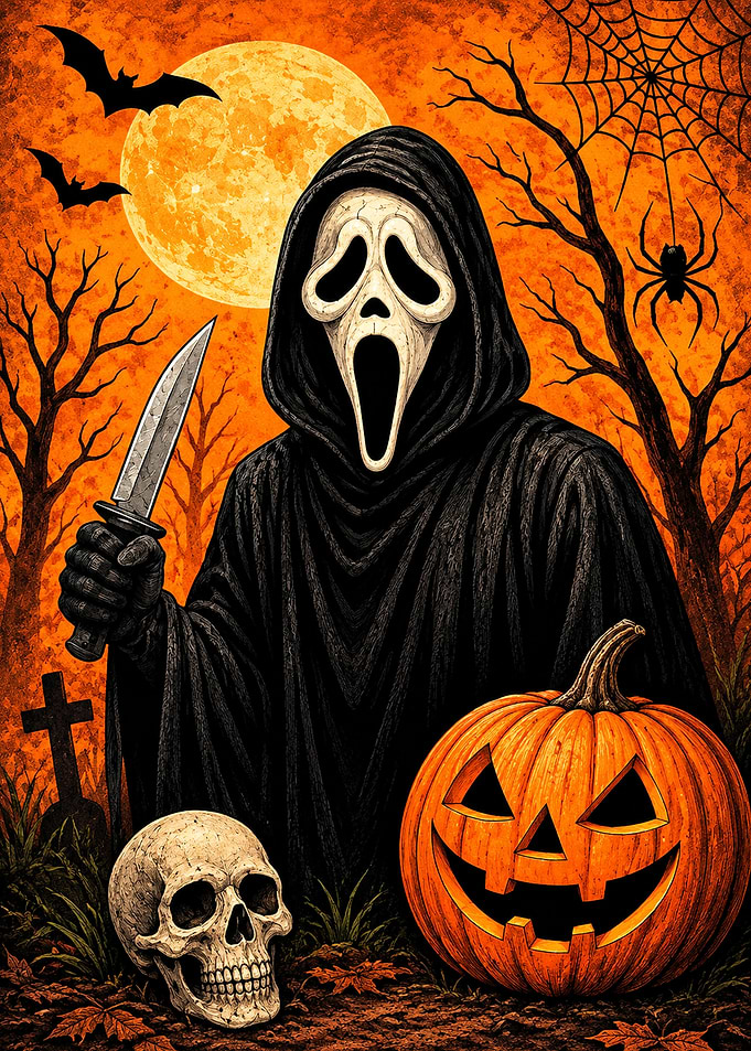 Ghostface Halloween Horror Illustration