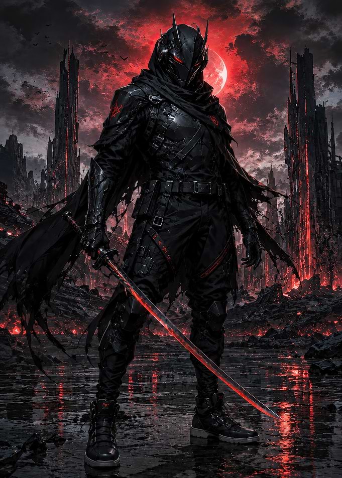 Dark Cybernetic Samurai Warrior