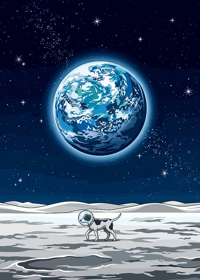 Astronaut Dog on the Moon